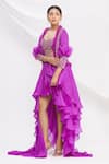 Shop_Nitika Kanodia Gupta_Purple Embroidered Gown With Jacket_Online_at_Aza_Fashions