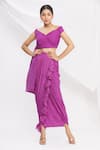 Buy_Nitika Kanodia Gupta_Pink Off Shoulder Top And Skirt Set  _at_Aza_Fashions