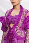 Nitika Kanodia Gupta_Purple Pleated Jacket And Cowl Draped Skirt Set  _at_Aza_Fashions