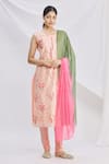 Buy_Khwaab by Sanjana Lakhani_Pink Chanderi Silk Kurta Set _at_Aza_Fashions