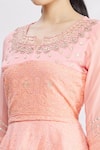 Khwaab by Sanjana Lakhani_Peach Embroidered Peplum Tunic _at_Aza_Fashions