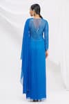 Shop_Rajat & Shraddha_Blue Georgette Draped Saree Gown_at_Aza_Fashions
