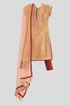 Buy_Banana Bee_Gold Embroidered Kurta Set For Girls_at_Aza_Fashions