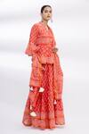 Buy_Samyukta Singhania_Red Cotton Mulmul Printed Kurta Lehenga Set_Online_at_Aza_Fashions
