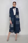Shop_Arcvsh By Pallavi Singh_Blue Handwoven Noil Silk Printed Jacket _at_Aza_Fashions