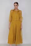 Arcvsh By Pallavi Singh_Yellow Linen, Silk Organza Jumpsuit With Dress_Online_at_Aza_Fashions