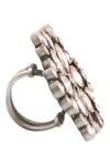 Sangeeta Boochra_Silver Plated Imitation Diamonds Handmade Kundan Floral Ring _Online_at_Aza_Fashions