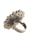 Buy_Sangeeta Boochra_Silver Plated Rhinestones Handmade Kundan Floral Ring _Online_at_Aza_Fashions
