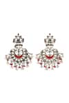 Shop_Sangeeta Boochra_Silver Plated Stones, Beads, Rhinestones Handmade Kundan Danglers _at_Aza_Fashions