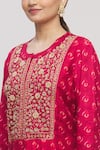 Shyam Narayan Prasad_Red Round Floral Print Kurta Set _at_Aza_Fashions