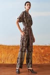 Ikai_Brown Cotton Shibori Jumpsuit  _Online_at_Aza_Fashions