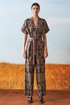 Buy_Ikai_Brown Cotton Shibori Jumpsuit  _at_Aza_Fashions