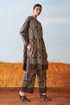 Shop_Ikai_Brown Cotton Shibori Pleated Kurta  _Online_at_Aza_Fashions