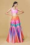 Buy_Siddhartha Bansal_Multi Color Dupion Chevron Print Lehenga _at_Aza_Fashions