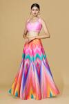 Shop_Siddhartha Bansal_Multi Color Dupion Chevron Print Lehenga _at_Aza_Fashions