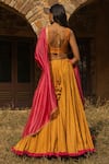 Shop_Punit Balana_Yellow Silk Chanderi Printed Lehenga Set_at_Aza_Fashions