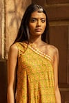 Buy_PUNIT BALANA_Yellow Satin Silk One Shoulder Gown _Online_at_Aza_Fashions