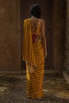 Shop_Punit Balana_Yellow Satin Silk Printed Saree With Blouse _at_Aza_Fashions