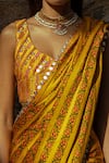 Shop_Punit Balana_Yellow Satin Silk Printed Saree With Blouse _Online_at_Aza_Fashions