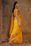 Shop_PUNIT BALANA_Yellow Silk Organza Saree With Blouse _at_Aza_Fashions