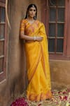 PUNIT BALANA_Yellow Silk Organza Saree With Blouse _Online_at_Aza_Fashions