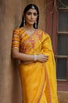 Shop_PUNIT BALANA_Yellow Silk Organza Saree With Blouse _Online_at_Aza_Fashions