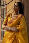 PUNIT BALANA_Yellow Silk Organza Saree With Blouse _at_Aza_Fashions