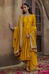 Buy_PUNIT BALANA_Yellow Silk Chanderi Anarkali Set _at_Aza_Fashions