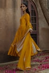 PUNIT BALANA_Yellow Silk Chanderi Anarkali Set _Online_at_Aza_Fashions