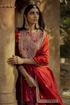 Buy_Punit Balana_Maroon Velvet Kurta Set _Online_at_Aza_Fashions