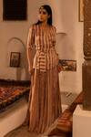 Buy_Punit Balana_Yellow Satin Silk Printed Wrap Top And Skirt Set _at_Aza_Fashions