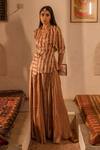 Shop_Punit Balana_Yellow Satin Silk Printed Wrap Top And Skirt Set _at_Aza_Fashions