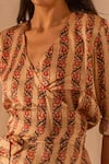 Shop_Punit Balana_Yellow Satin Silk Printed Wrap Top And Skirt Set _Online_at_Aza_Fashions