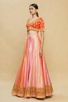 Buy_Pallavi Jaikishan_Pink Raw Silk V Neck Embroidered Kalidar Lehenga Set  _Online_at_Aza_Fashions