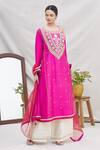 Ekta Singh_Pink Silk Round Panelled Kurta Set _Online_at_Aza_Fashions