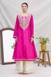 Buy_Ekta Singh_Pink Silk Round Panelled Kurta Set _Online_at_Aza_Fashions