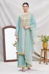 Ekta Singh_Blue Silk Round Panelled Kurta Set _Online_at_Aza_Fashions