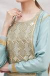 Ekta Singh_Blue Silk Round Panelled Kurta Set _at_Aza_Fashions
