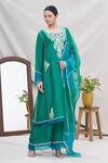 Buy_Ekta Singh_Green Silk Round Panelled Kurta Set _at_Aza_Fashions