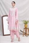 Ekta Singh_Pink Silk Round Panelled Kurta Set _Online_at_Aza_Fashions