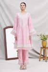 Buy_Ekta Singh_Pink Silk Round Panelled Kurta Set _Online_at_Aza_Fashions
