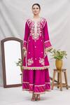 Buy_Ekta Singh_Pink Silk Round Kurta Gharara Set _Online_at_Aza_Fashions