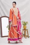 Buy_Ekta Singh_Orange Silk Round Kurta Sharara Set _at_Aza_Fashions