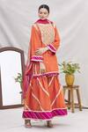 Buy_Ekta Singh_Orange Silk Round Kurta Sharara Set _Online_at_Aza_Fashions