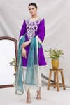 Buy_Ekta Singh_Purple Silk, Organza Round Kurta And Dhoti Pant Set _Online_at_Aza_Fashions