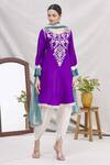 Ekta Singh_Purple Silk, Organza Round Kurta And Dhoti Pant Set _Online_at_Aza_Fashions