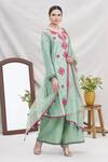 Buy_Ekta Singh_Green Silk Round Floral Embroidered Kurta Set _at_Aza_Fashions