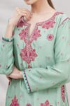 Ekta Singh_Green Silk Round Floral Embroidered Kurta Set _at_Aza_Fashions