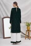 Shop_Ekta Singh_Green Organza, Velvet Round Embroidered Kurta Set _at_Aza_Fashions