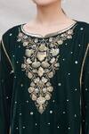 Ekta Singh_Green Organza, Velvet Round Embroidered Kurta Set _at_Aza_Fashions